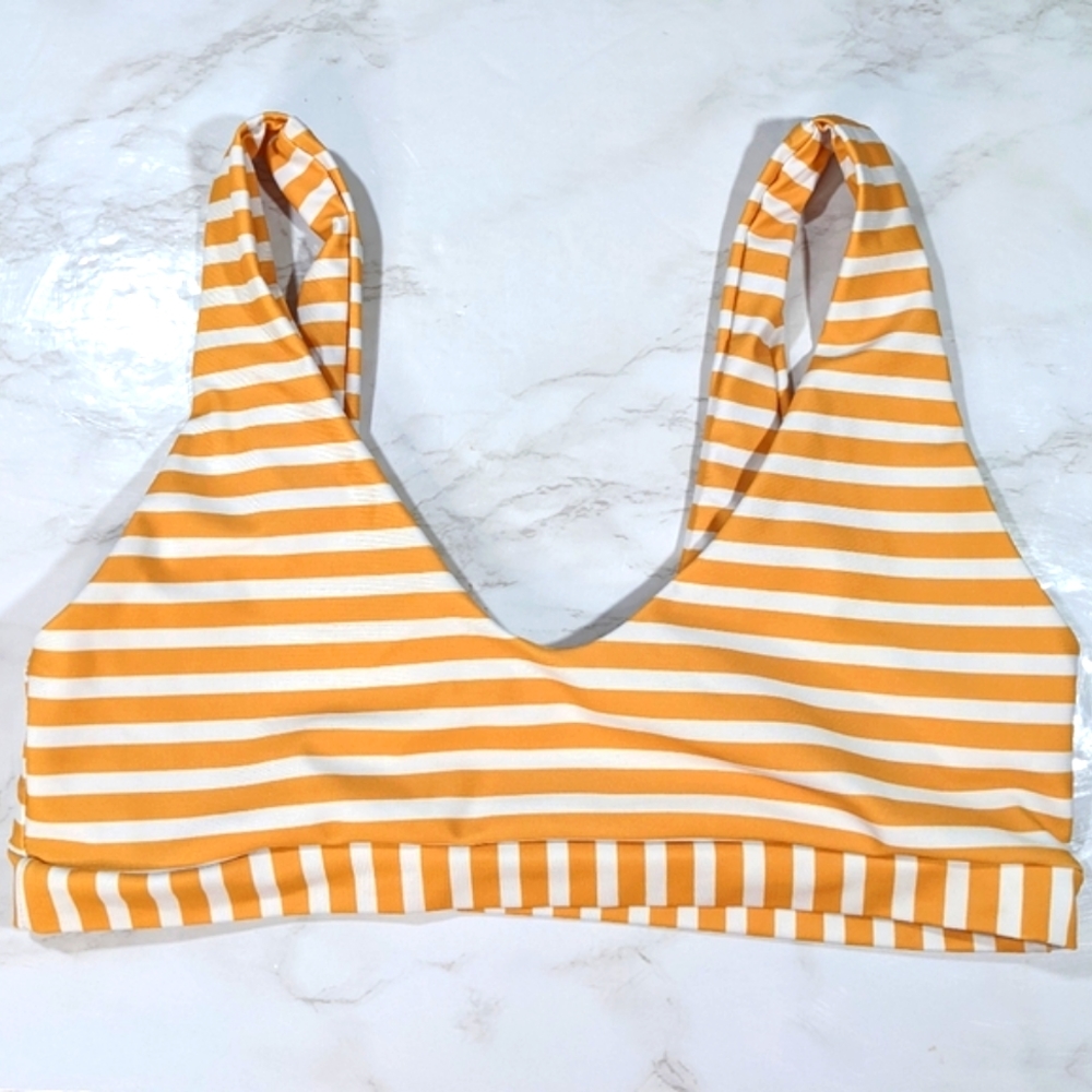 5/$18 Striped Tank Style Scoop Neck Bikini Top